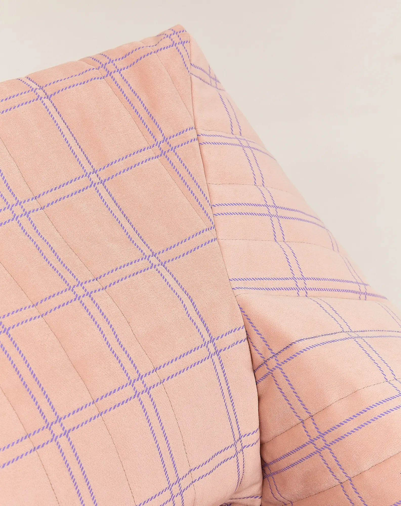 Nobodinoz Chelsea Velvet Kids Zitzak - 72x72x42cm - Pink Purple Windowpane