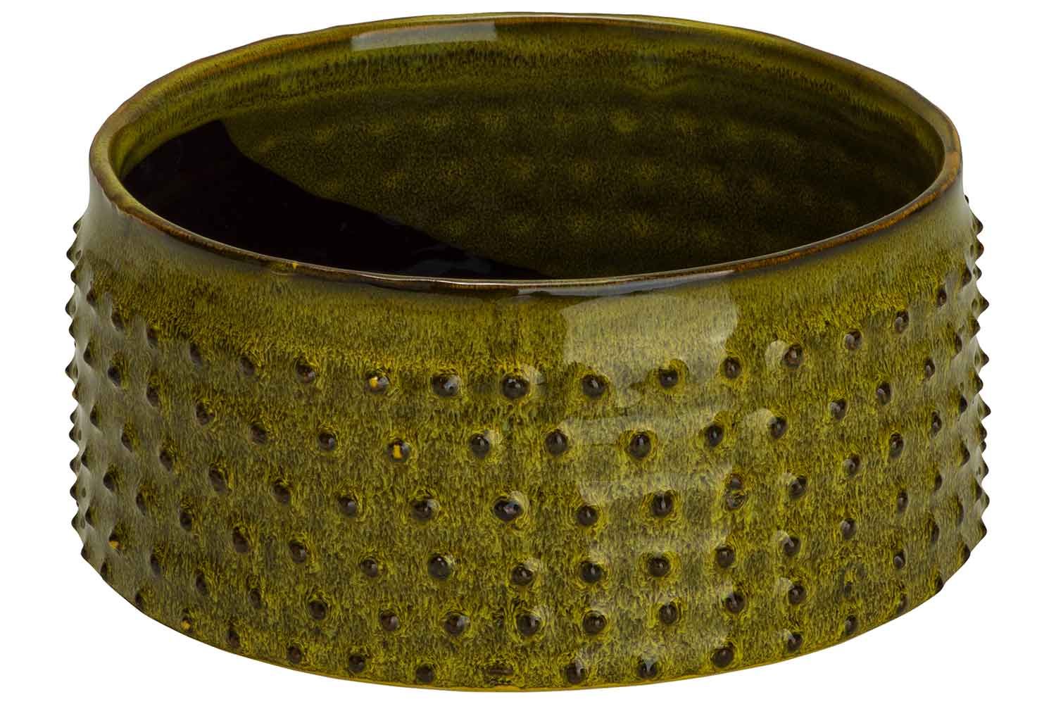 Cosy & Trendy Bloempot Embossed Dots - Ø20xH9cm - Donkergroen
