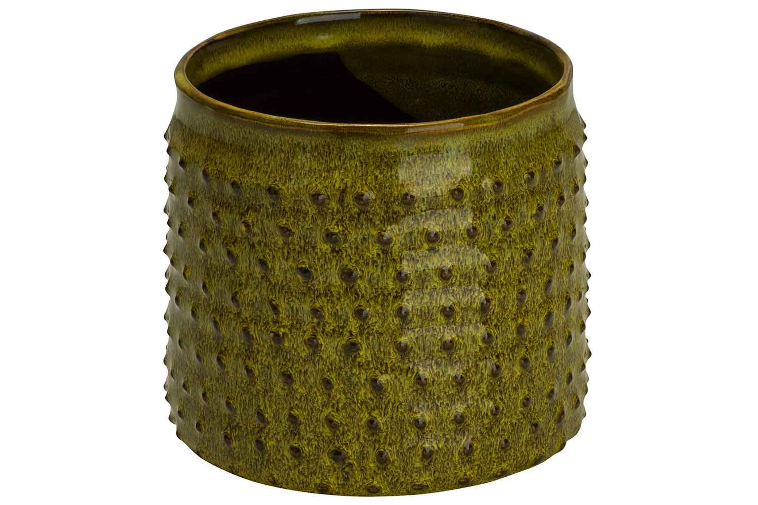 Cosy & Trendy Bloempot Embossed Dots - Ø14xH13cm - Grasgroen