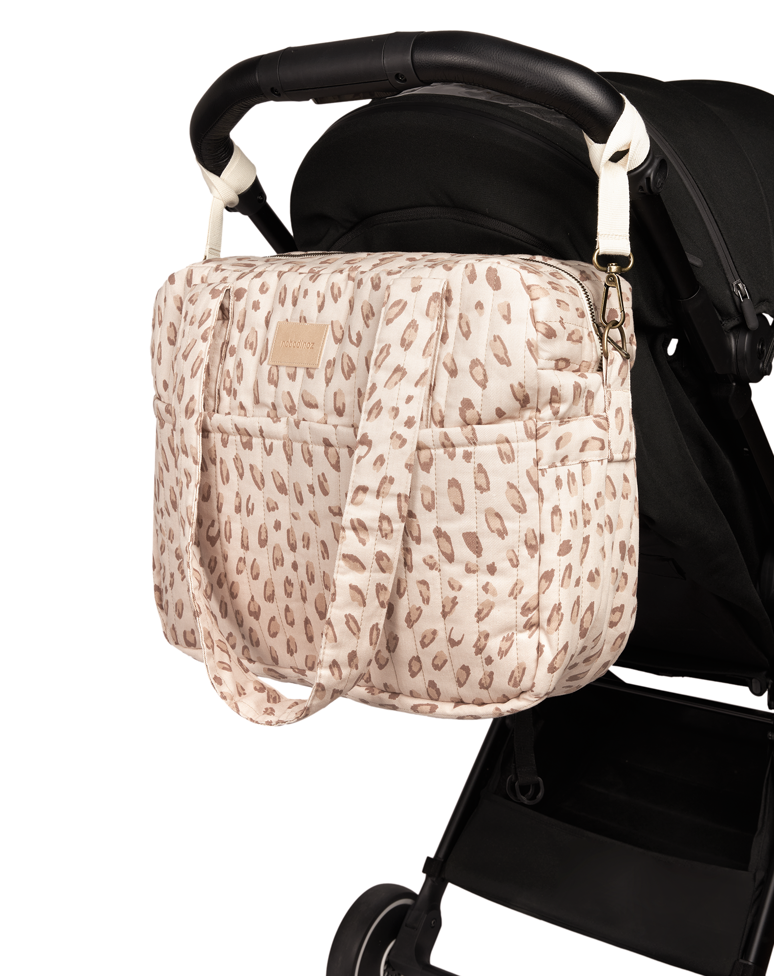 Nobodinoz Hyde Park Sac poussette/sac à langer imperméable 38x33x16cm - Leonie Latte