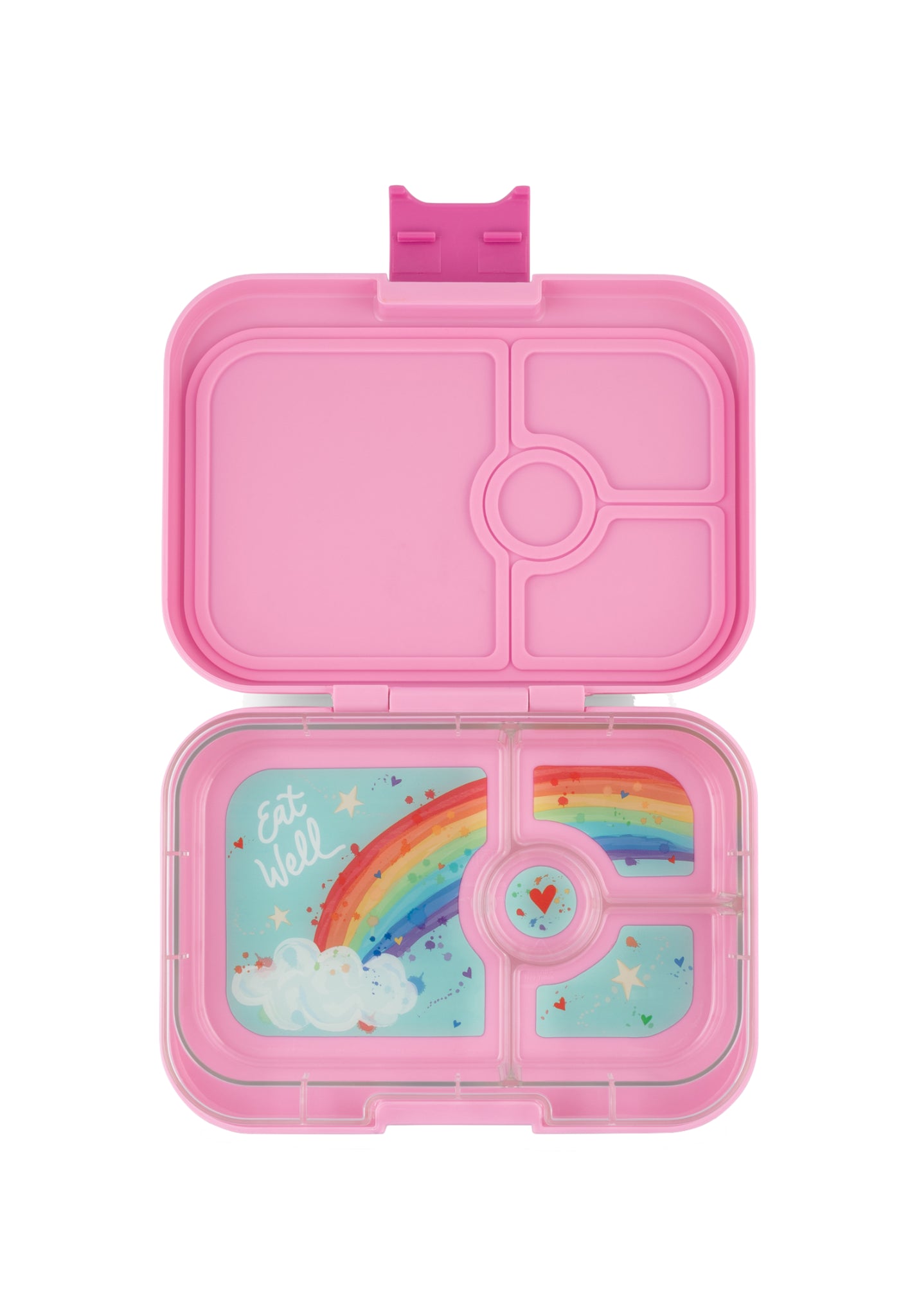 Yumbox Panino Bentobox 4 vakken - 22x15x5cm - Power Roze/Regenboog tray