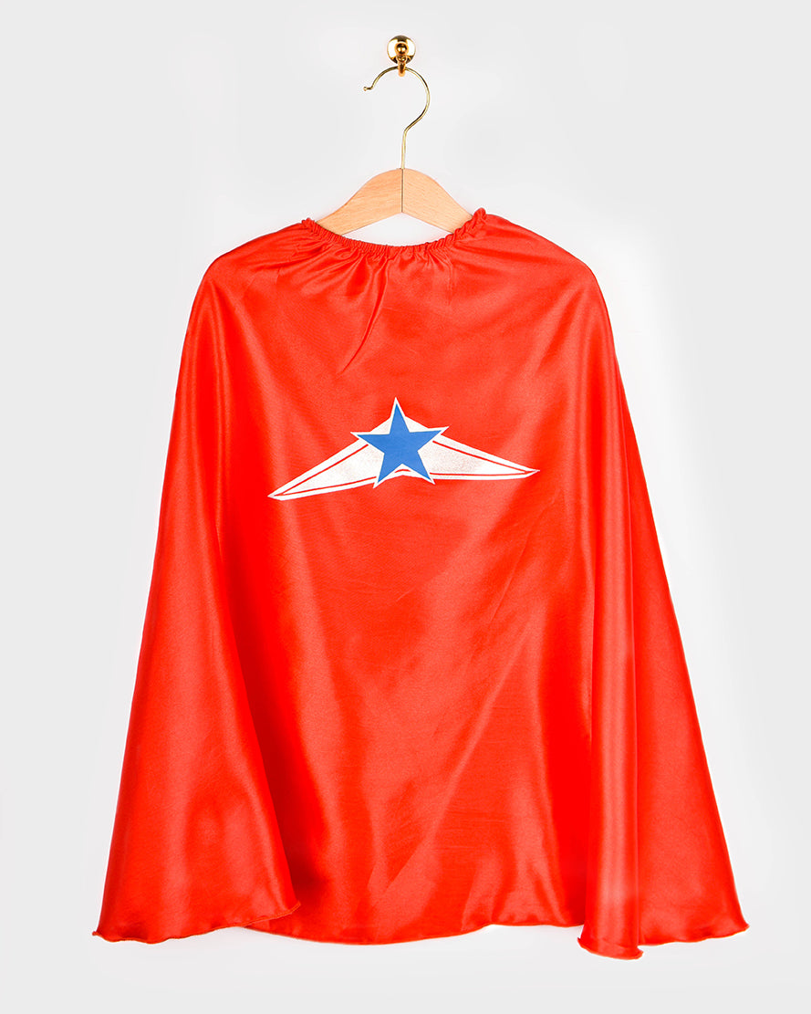 Den Goda Fen Vêtements de déguisement Wondergirl - Robe avec cape - 110-116cm - 4-6 ans - Rouge/Bleu