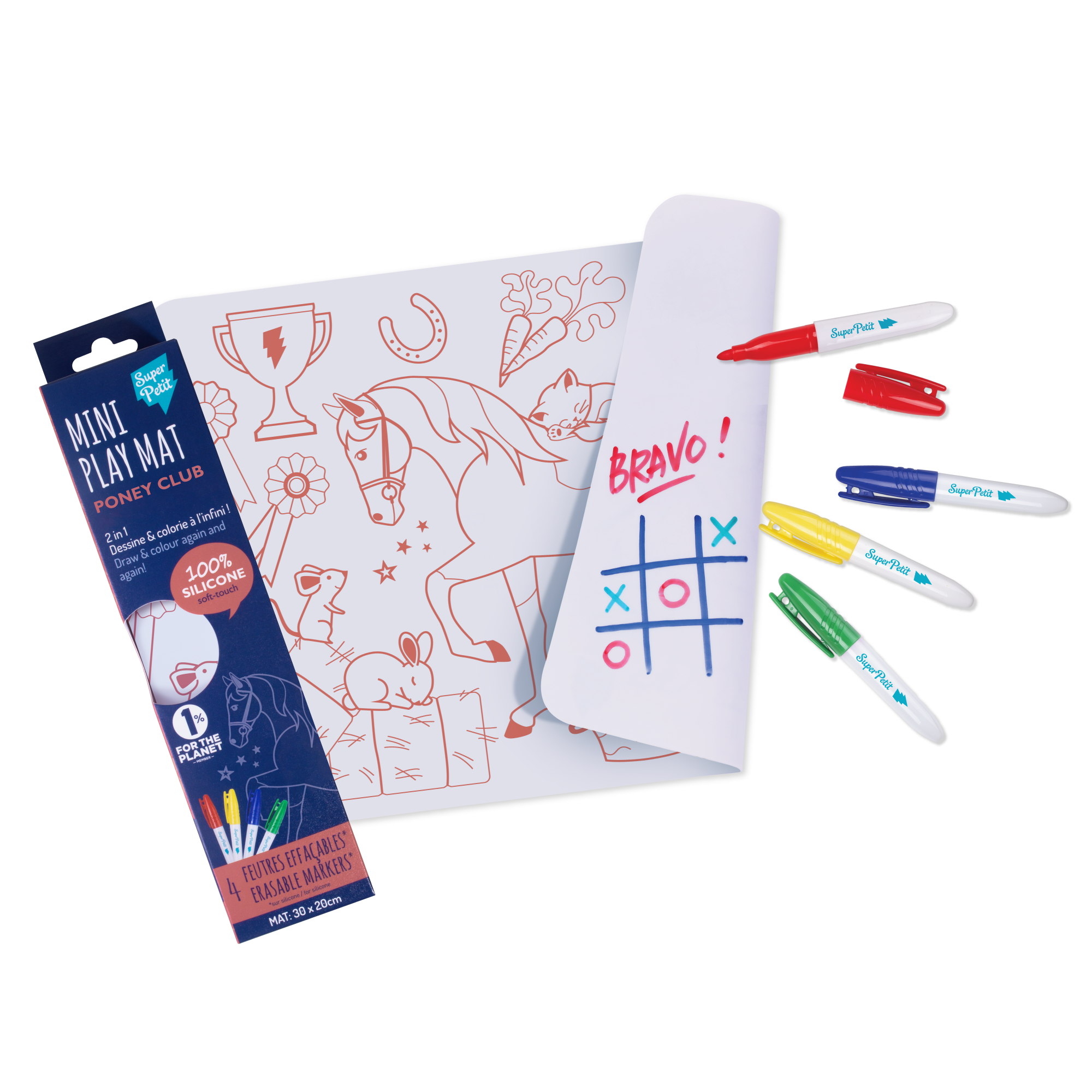 Super Petit Pony Club - Silicone mini mat met 4 markers