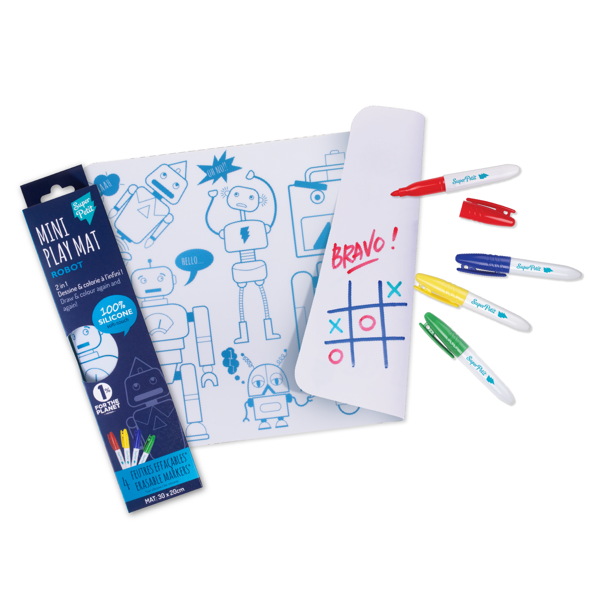 Super Petit Robot - Silicone mini mat met 4 markers