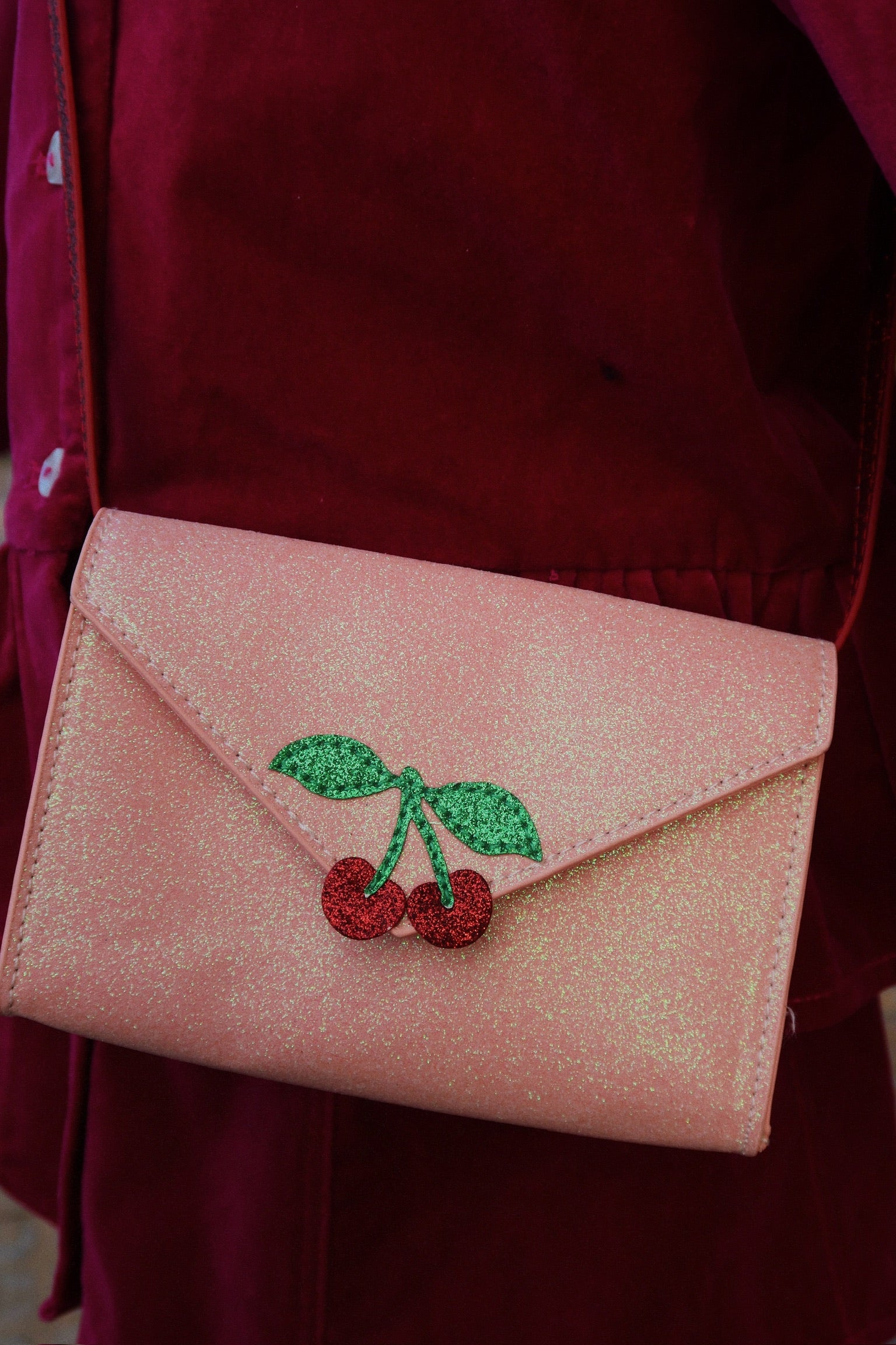Konges Sløjd Liebesbrief Umhängetasche mit Glitzer - Pink Glitter
