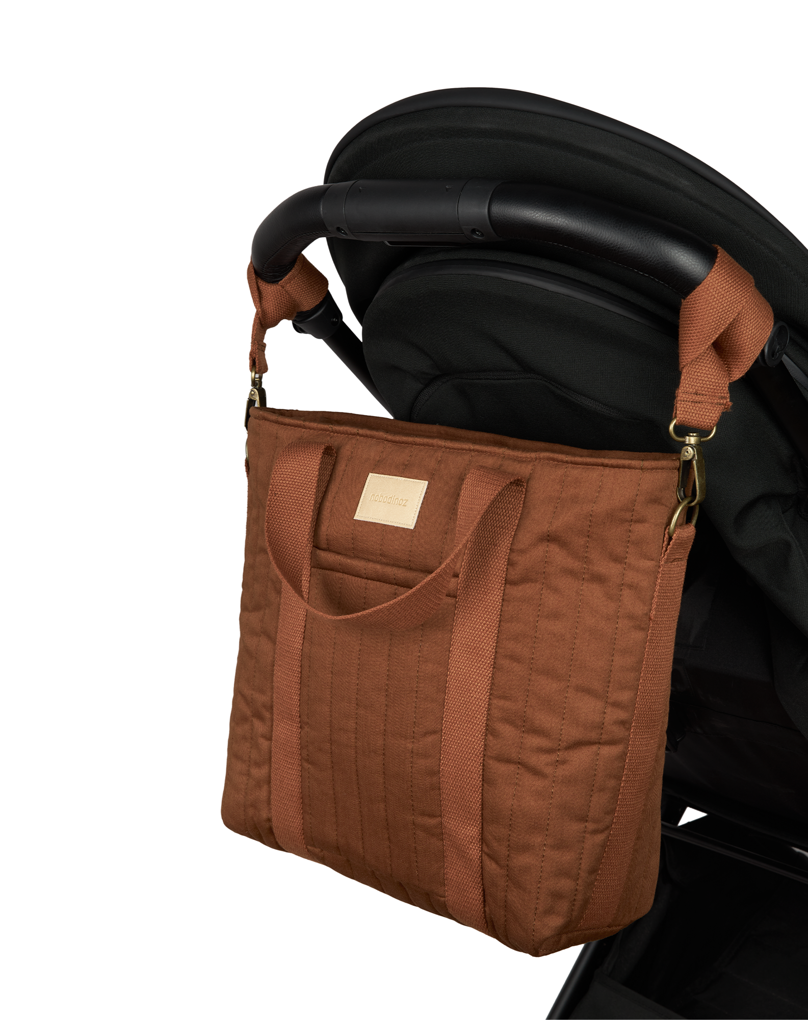Nobodinoz Sac à langer/sac à dos imperméable Hyde Park 32x32x14cm - Marron brique