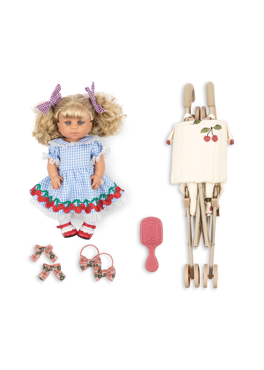 Konges Sløjd Delphine Doll Gift Set/Pop met Poppenwagen - Cherry