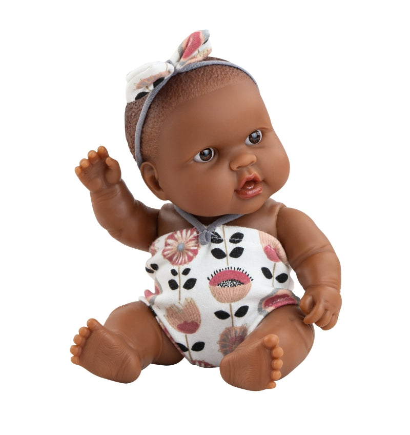 Paola Reina Puppegie Olmo Babypop Dark Boy aux yeux bruns - Pantalon vérifié (21 cm)