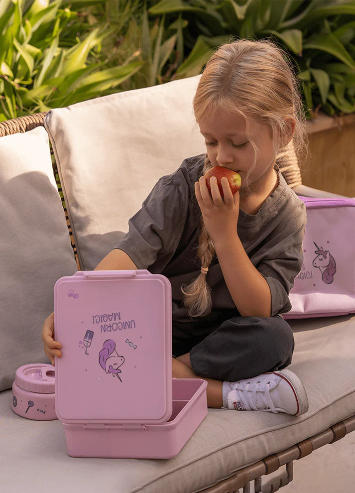 Citron Lunchbox met Voedselbewaarpotje - 19x22x7cm - Stormy Unicorn