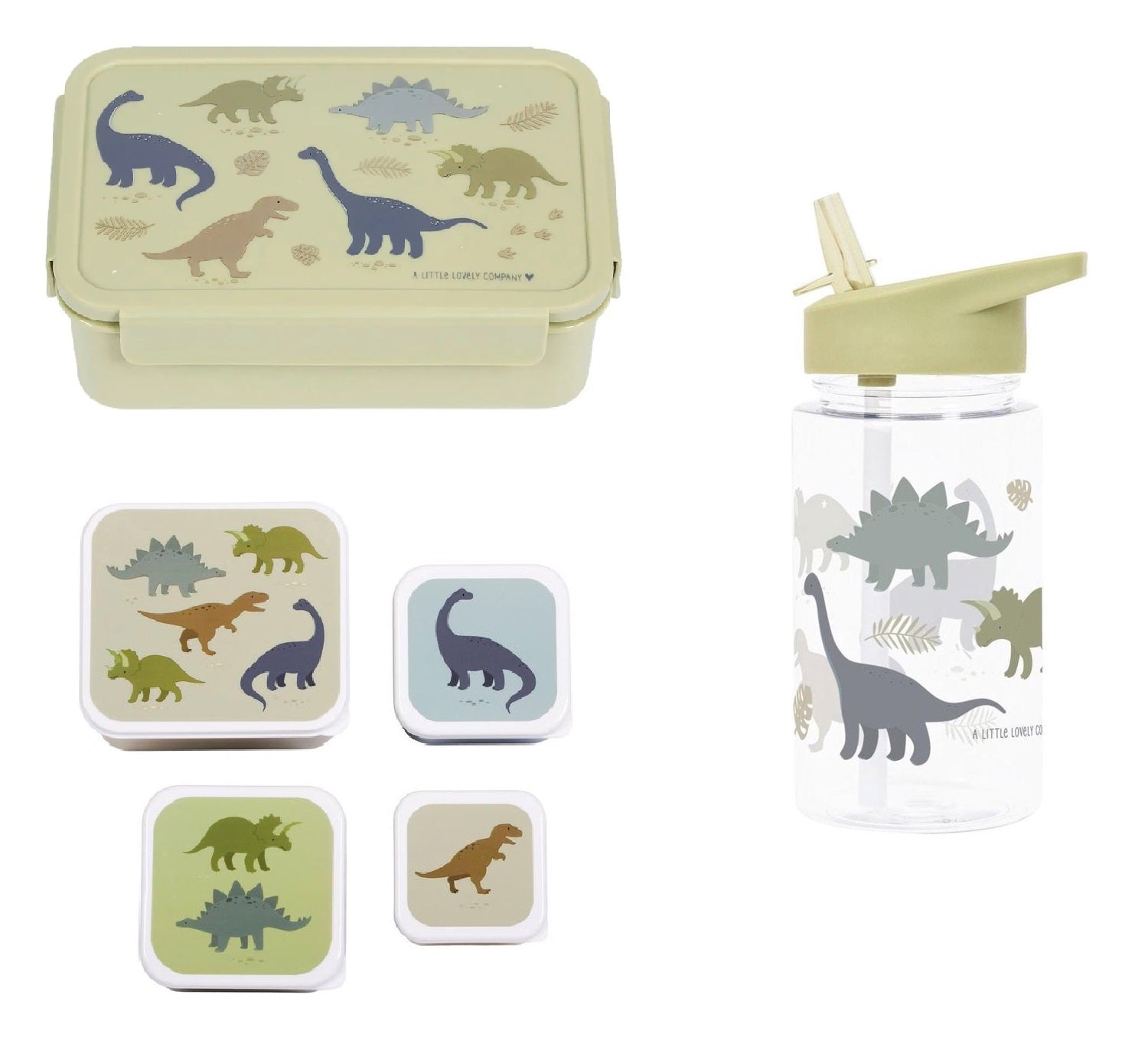 Beau von BO Ein kleiner schöner Unternehmen zurück in die Schule - Trinkflasche/4 Snackboxen/Bentobox - Dinosaurier