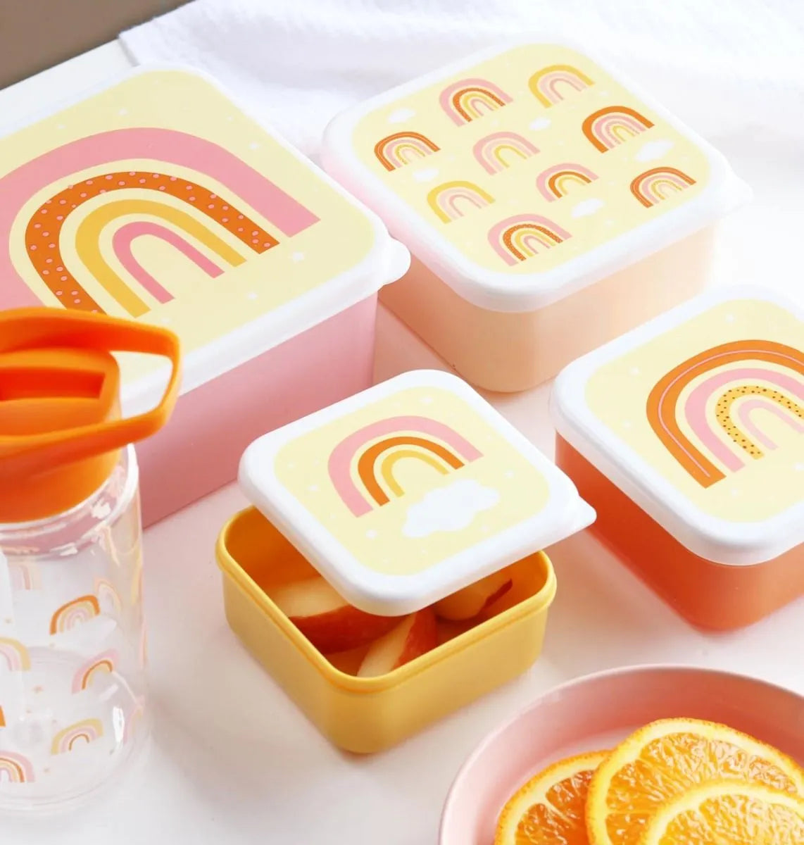 Beau von Bo Ein kleiner schöner Unternehmen zurück in die Schule - Trinkflasche Edelstahl/4 Snackkisten/Bentobox - Regenbogen