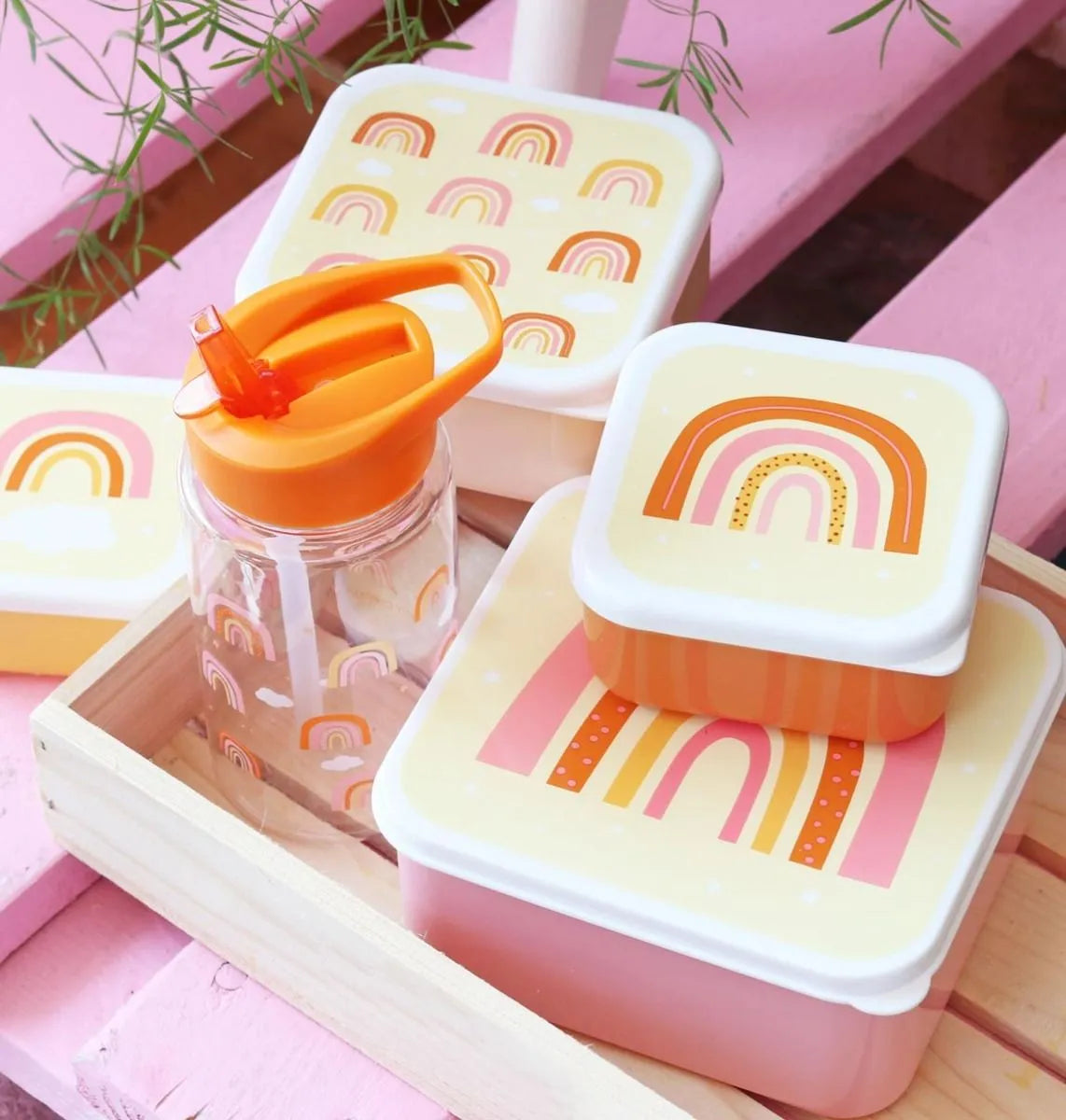 Eine kleine schöne Firma Back to School Set - Trinkflasche XL Edelstahl/Bentobox - Freude