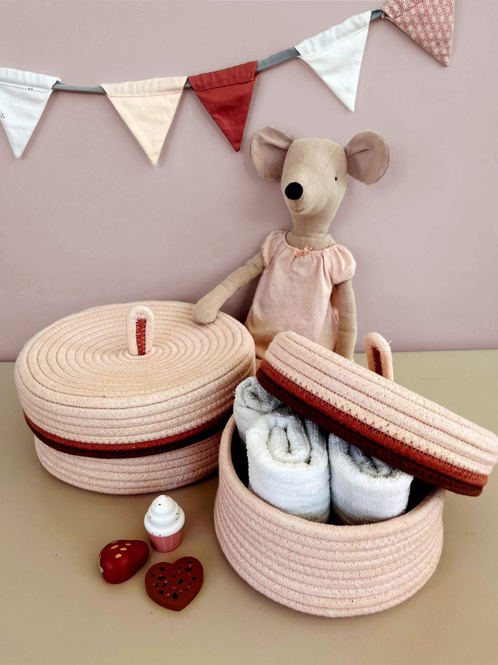 Paniers en jute Atmosphera Kaia lot de 2 pièces - Ø40x31cm - Multi