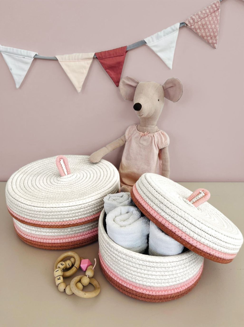 Paniers en jute Atmosphera Kaia lot de 2 pièces - Ø40x31cm - Multi