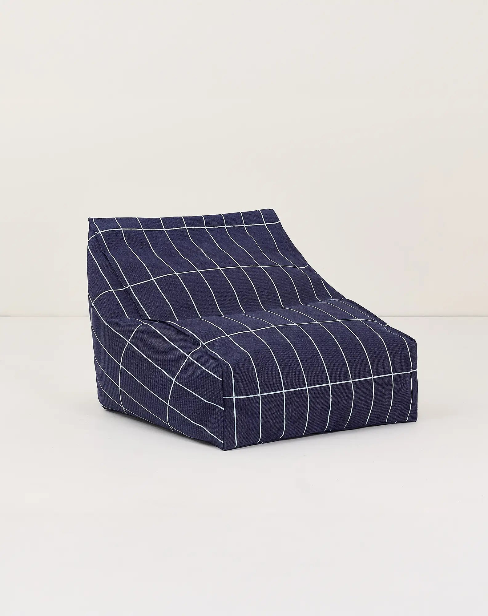 Nobodinoz Zitzak/Beanbag Vibes Kid Size - 74x40x60cm - Navy Blue Grid