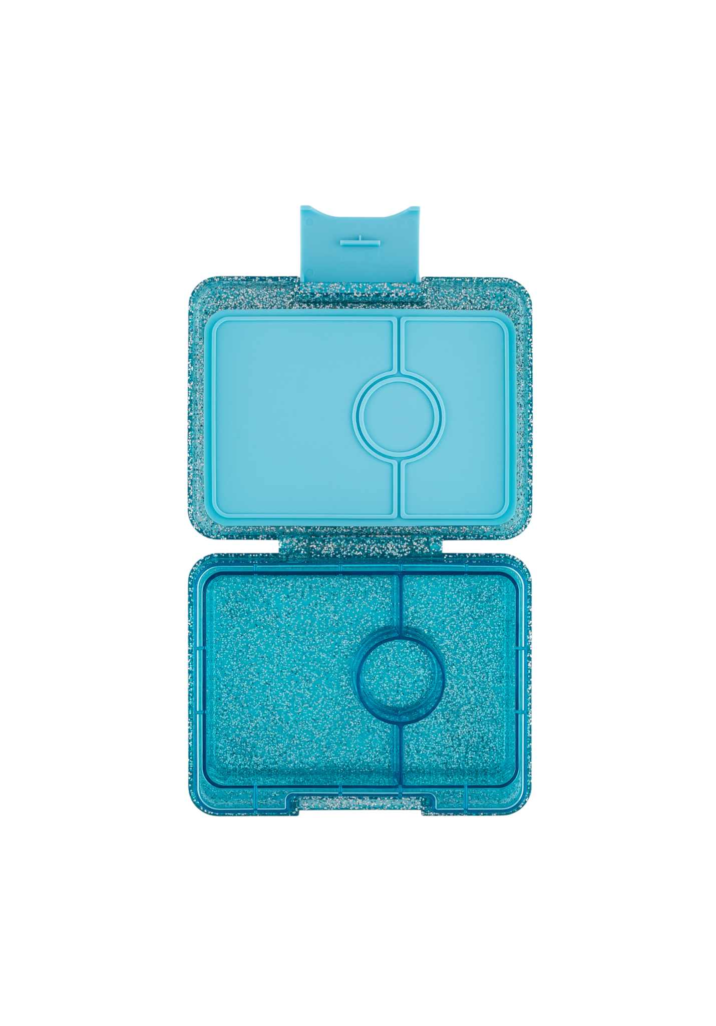 Yumbox Bentobox/Snackdoos 3 vakken - 17x13x5cm - Twinkle Aqua Glitter/Aqua Clear