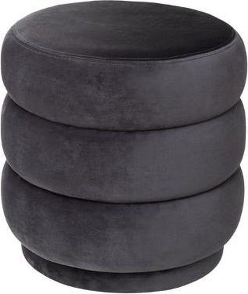 Atmosphera luxe poef velvet Sinan - Grijs - H40 cm - Velours - Fluweel - Voetsteun