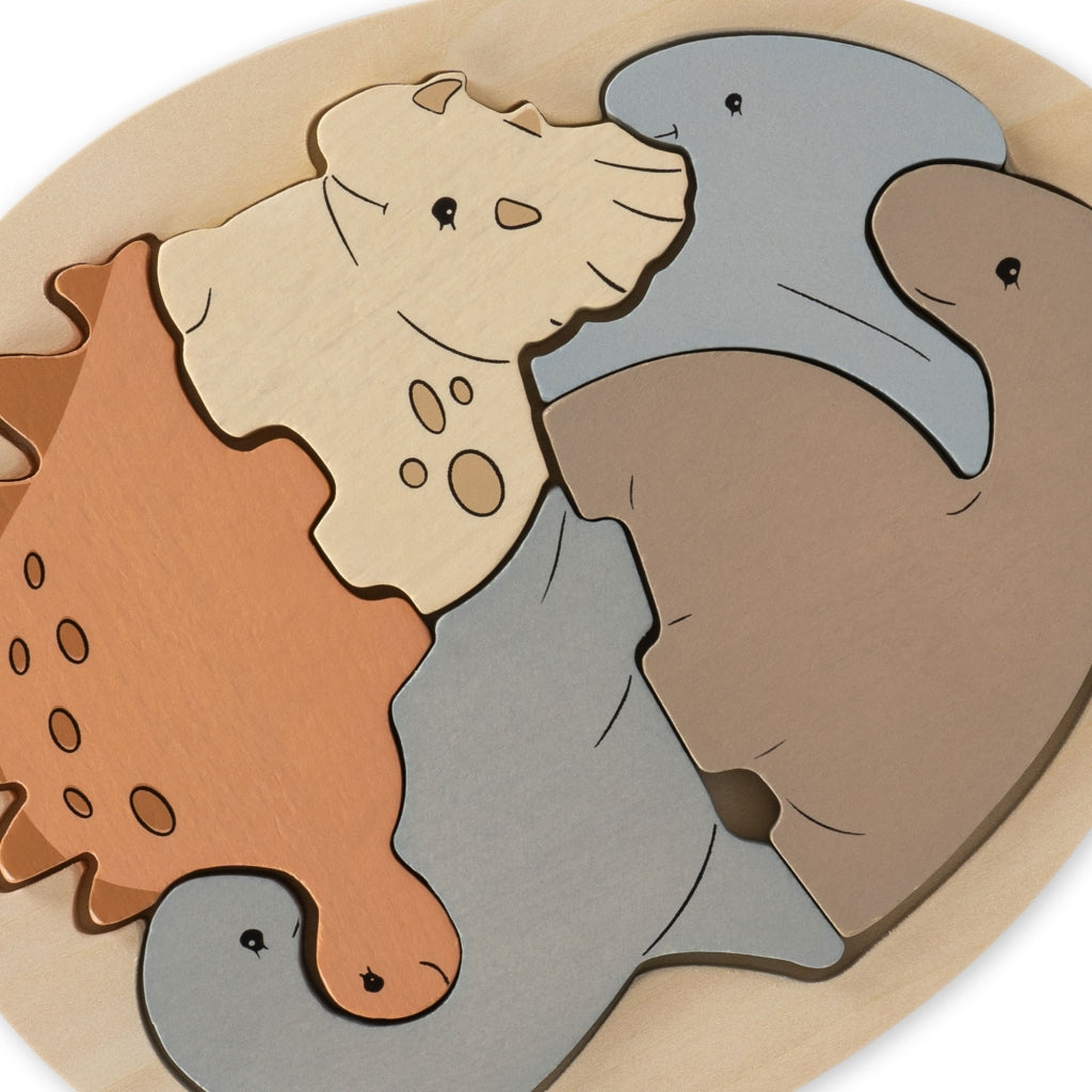 Konges Sløjd Oeuf puzzle en bois Dinosaure - +12 mois
