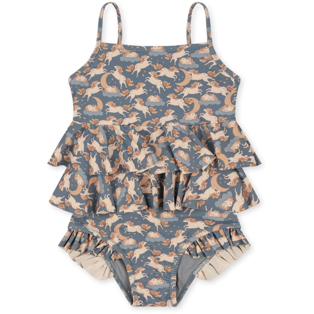 Konges Sløjd Manuca Frill badpak kind - Unicorn blue