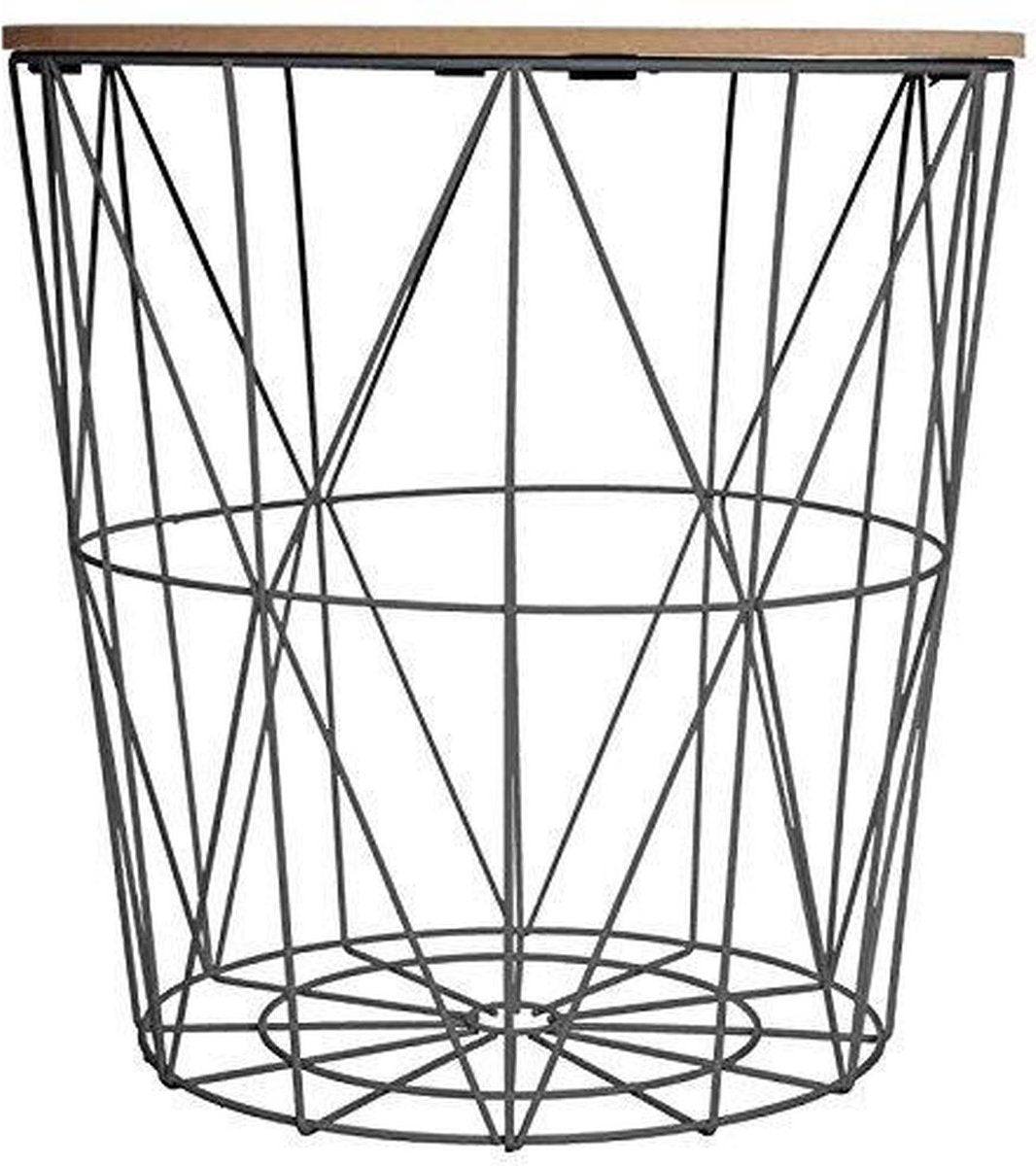Bijzettafel - Zwart metalen draadmand - D. 39,5 cm - H. 41 cm