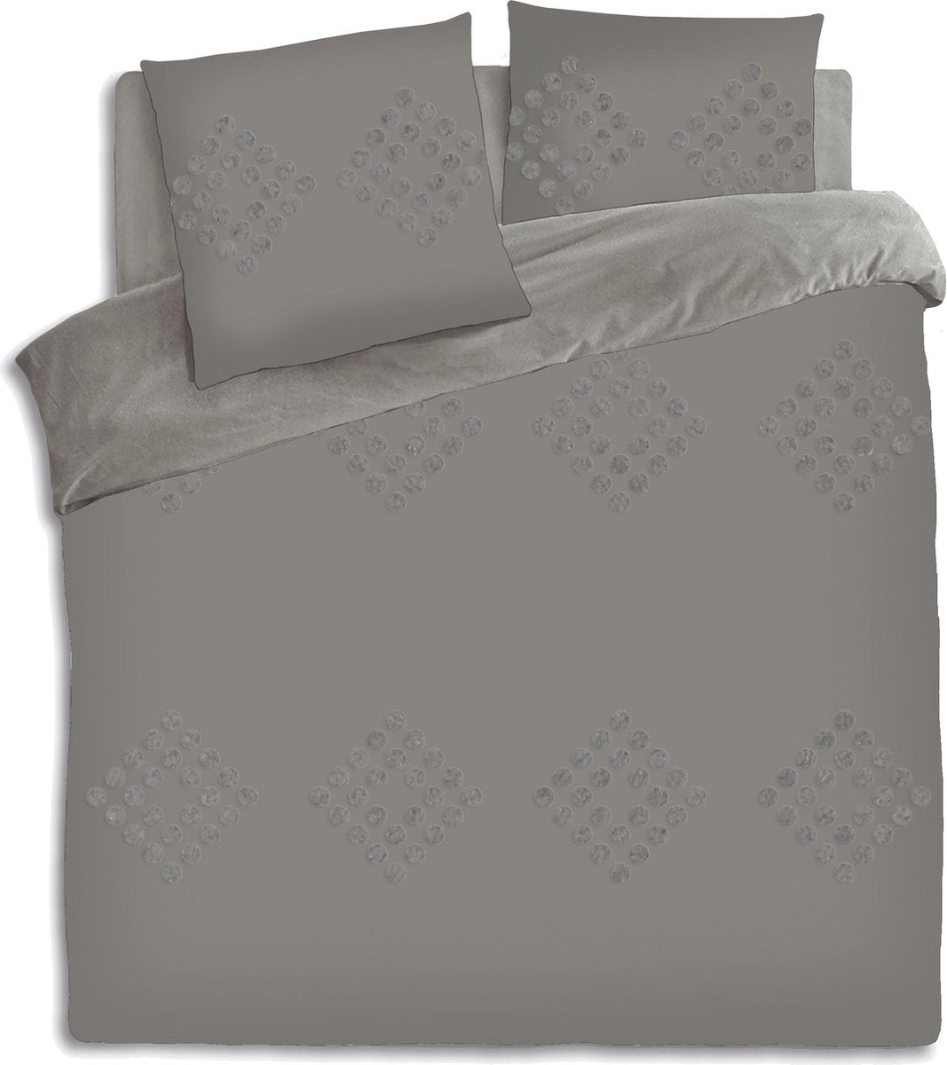 Atmosphera Dekbedovertrek set met 2 kussenslopen 240x220cm Tuft grijs