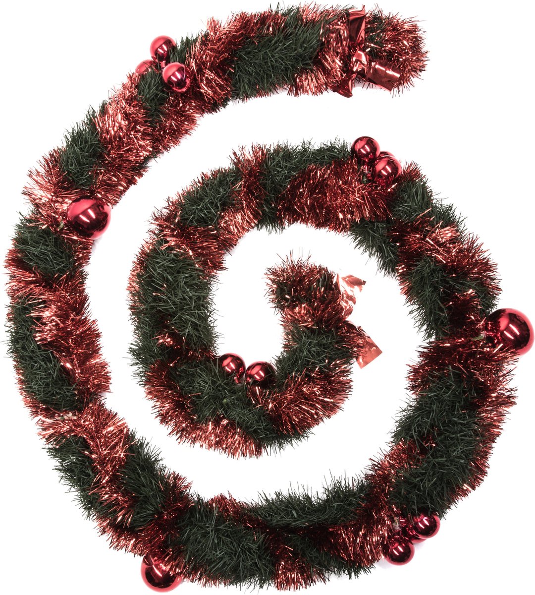Guirlande XL - Guirlande de Noël verte - Décorations de Noël - 2,7M de long - Boules dorées ou rouges - Guirlande