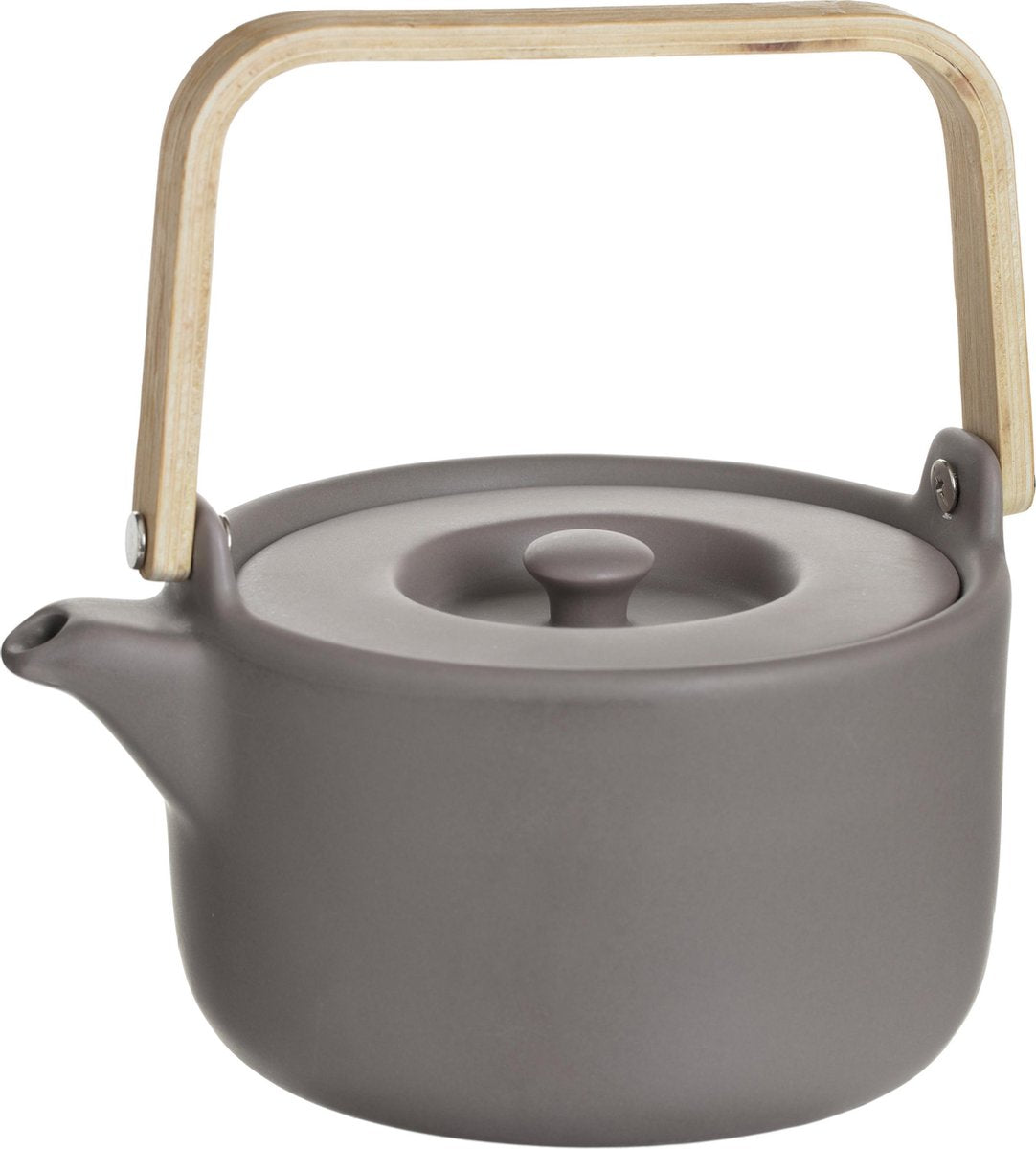 Secret de Gourmet Teapot in ceramic with bamboo 80cl - Handle, strainer, filter - Taupe