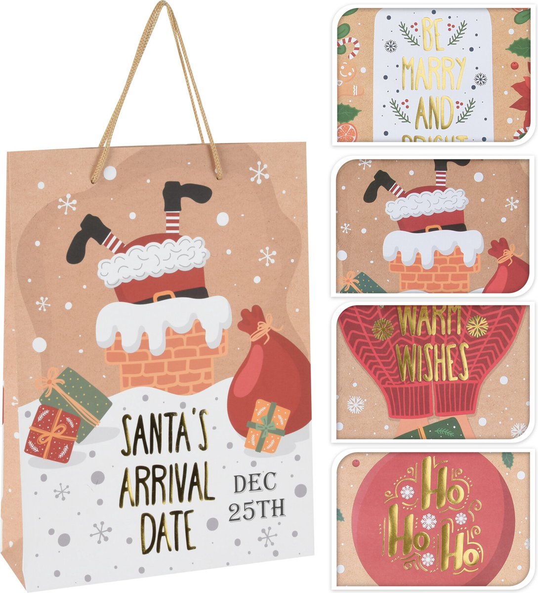 Geschenktas Large Craft - 4 Designs - Large - Set van 4