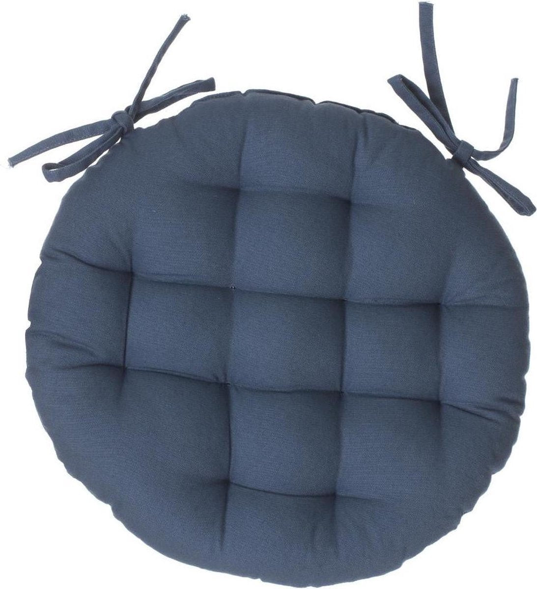 Coussin de chaise Atmosphera DELUXE rond bleu - Coussins de chaise ronds - D38 cm - Avec 2 rubans