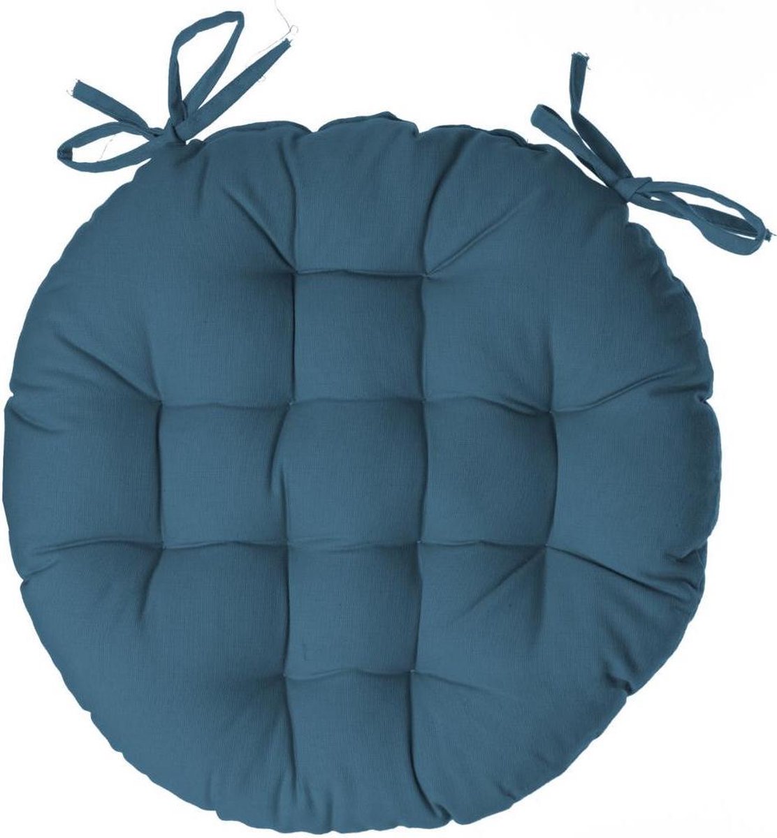 Coussin de chaise Atmosphera DELUXE rond bleu - Coussins de chaise ronds - D38 cm - Avec 2 rubans