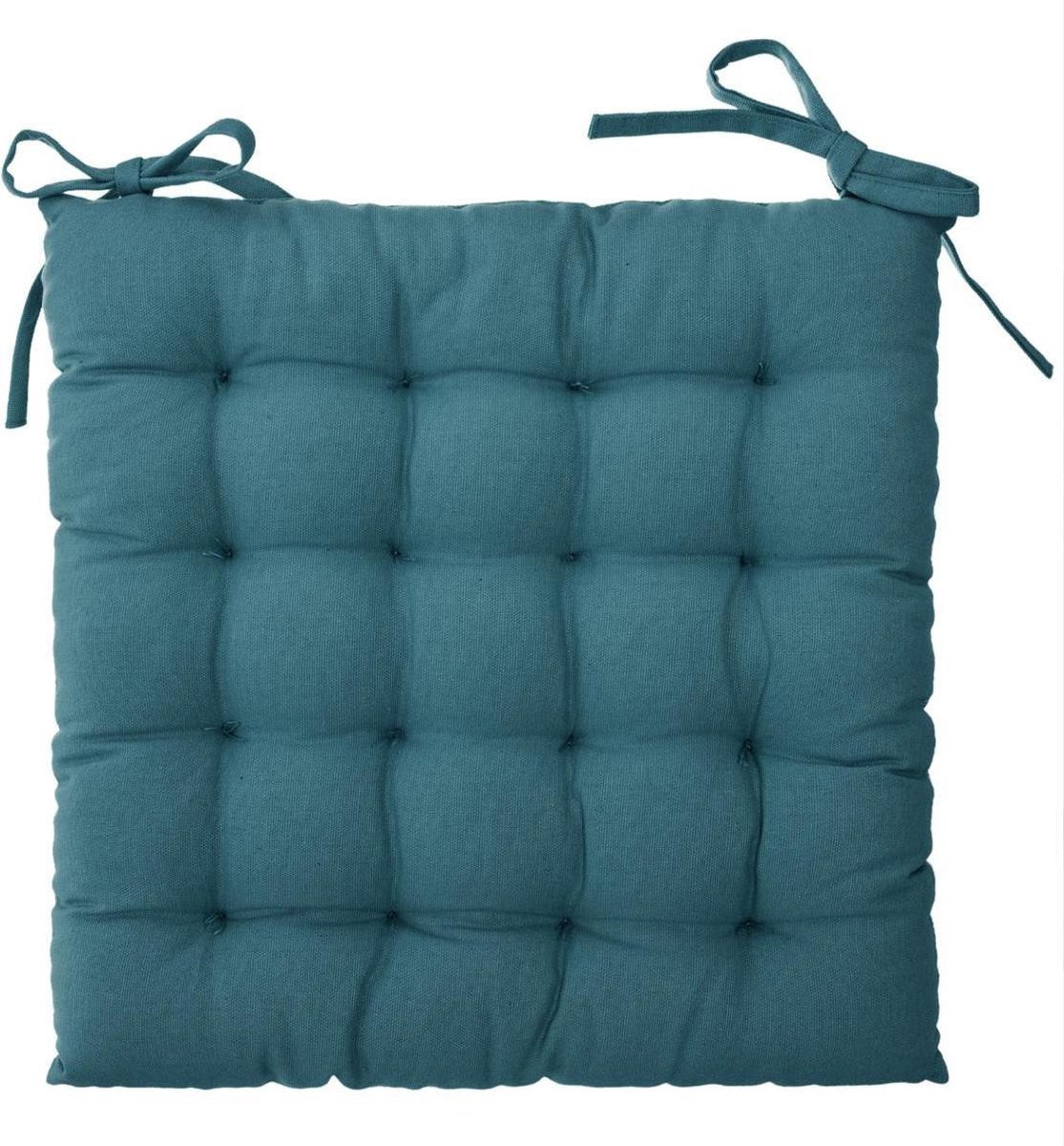 Atmosphera Coussin de chaise Otto bleu - 38 x 38 cm - Avec 2 rubans - 100% coton