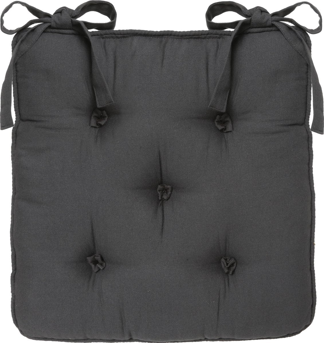 Coussin de chaise Atmosphera Deluxe 40x40x8cm avec rubans et 5 boutons - Anthracite