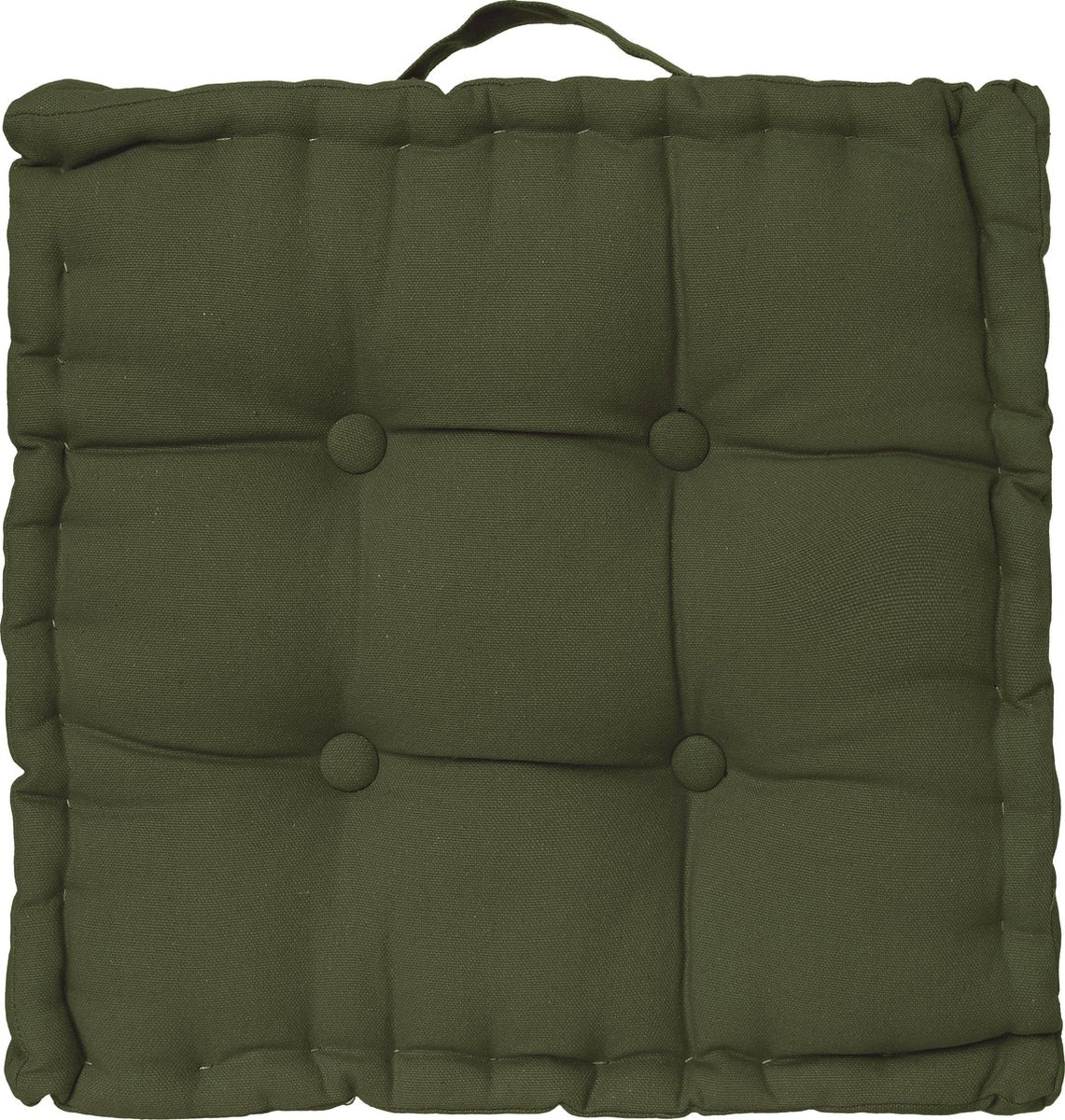 Coussin de sol Atmosphera Deluxe 40x40x8cm avec poignée et 4 boutons - Kaki