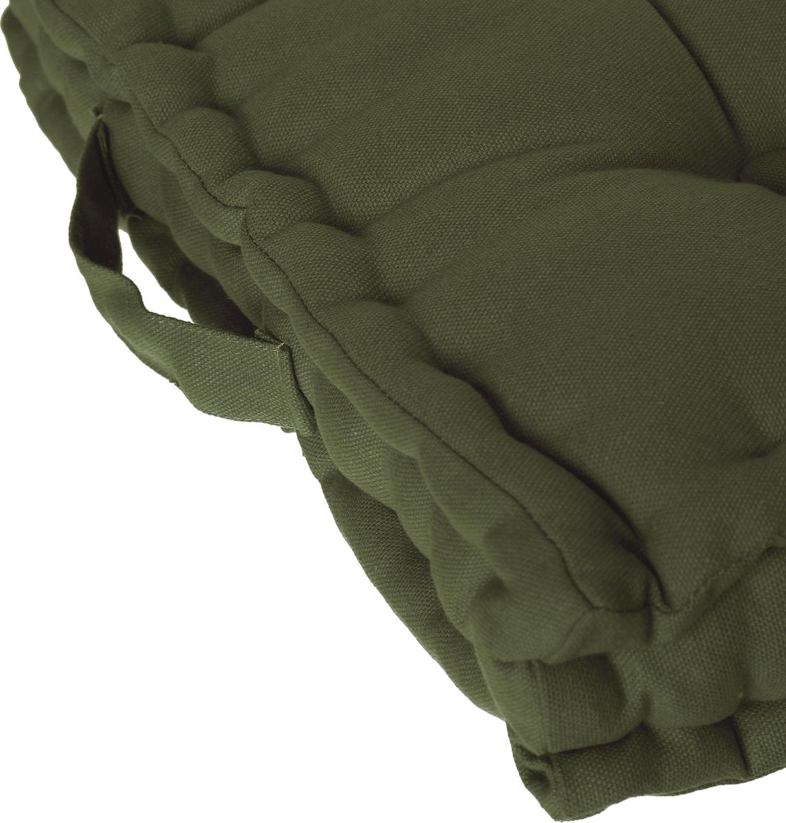 Coussin de sol Atmosphera Deluxe 40x40x8cm avec poignée et 4 boutons - Kaki