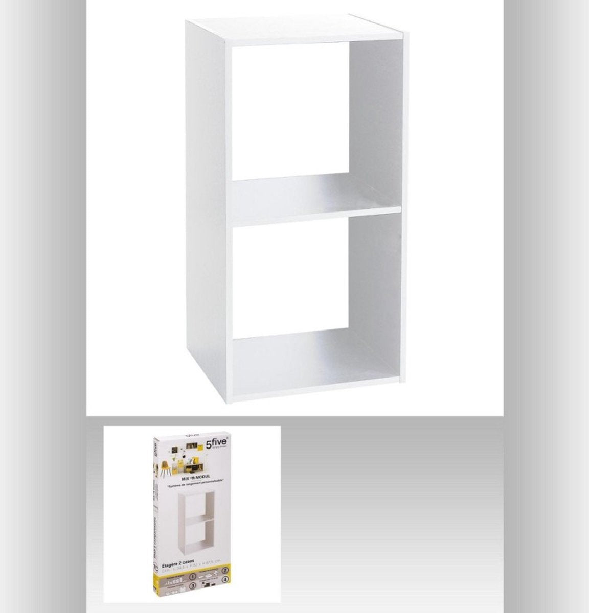 5Five Boekenkast 2-Vaks 34,5x32x67,6cm - Wit