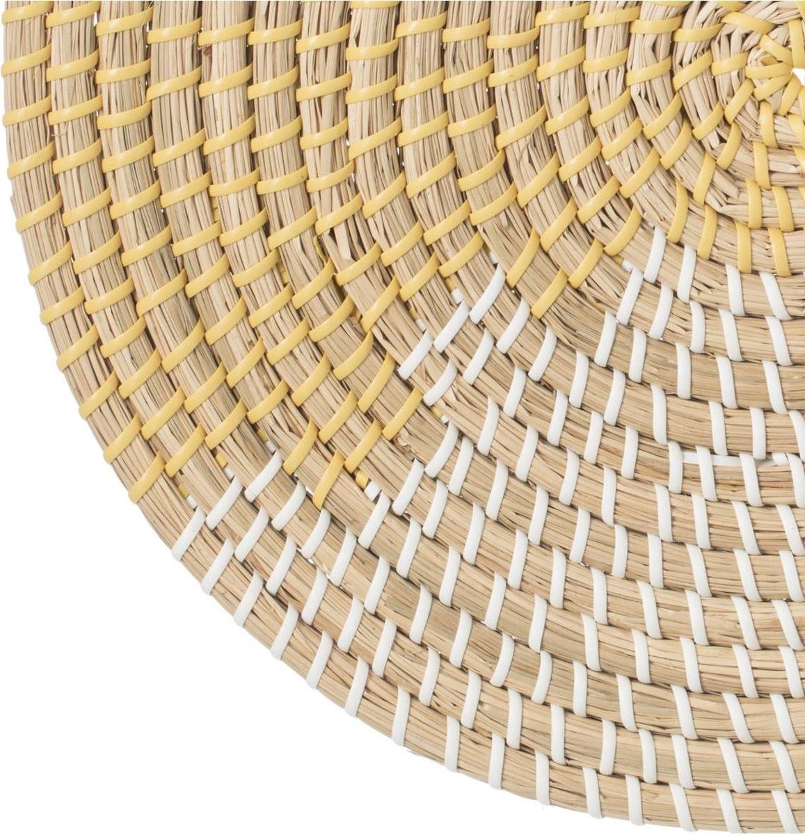 Secret de Gourmet Placemat rond riet set van 2 - Dia 35 cm - Onderlegger - Geel met naturel