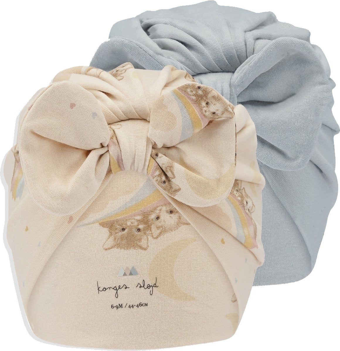 Konges Sløjd 2 Pack Bambi Bonnet - Rainbow Kitty/Pearl Blue - Tulban - Muts - 3/6 maand