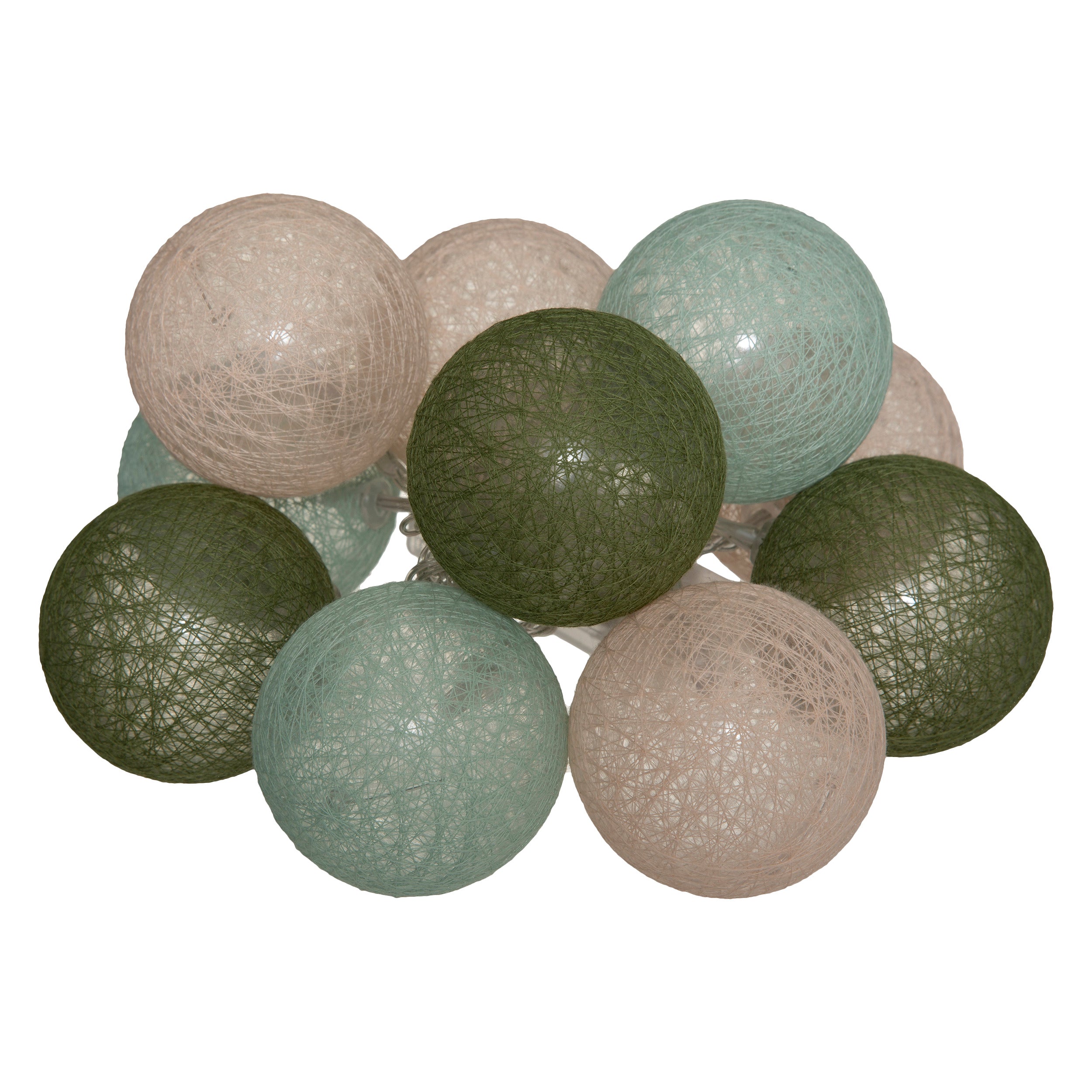Atmosphera LED Lichtslinger - Batterijen niet inbegrepen - 10 ballen - Ø6cm - Kaki/Blauw/Nude