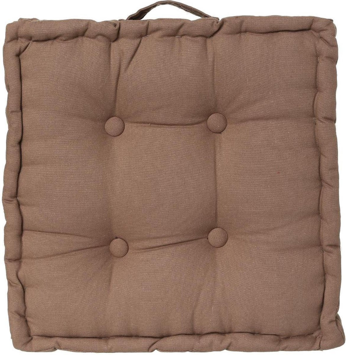 Coussin de sol Atmosphera Deluxe 40x40x8cm avec poignée et 4 boutons - Taupe