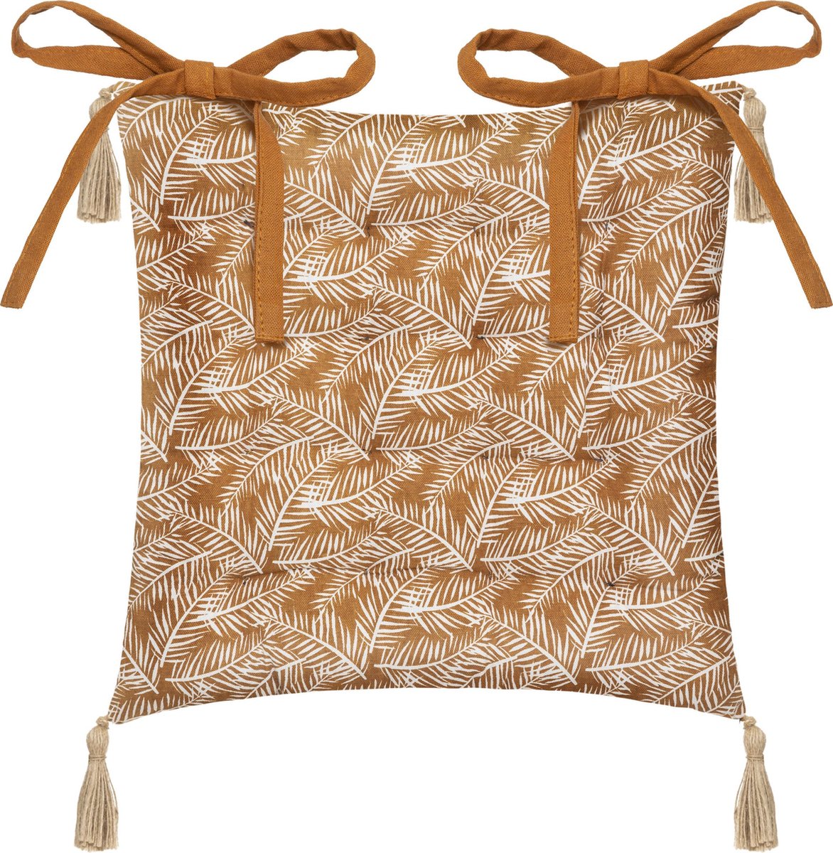 Coussin de chaise Atmosphera IMP Safari ocre - 100% Coton - Avec 2 rubans - Avec imprimé