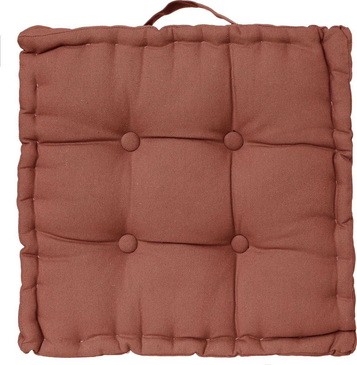 Coussin de sol Atmosphera Deluxe 40x40x8cm avec poignée et 4 boutons - Terre cuite