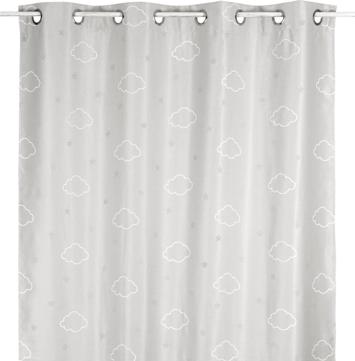 Rideaux Enfants 140x250m - habillage de fenêtre pour enfants - rideaux prêts à l'emploi avec crochets et anneaux pour chambre d'enfant - Brille dans le noir - Gris