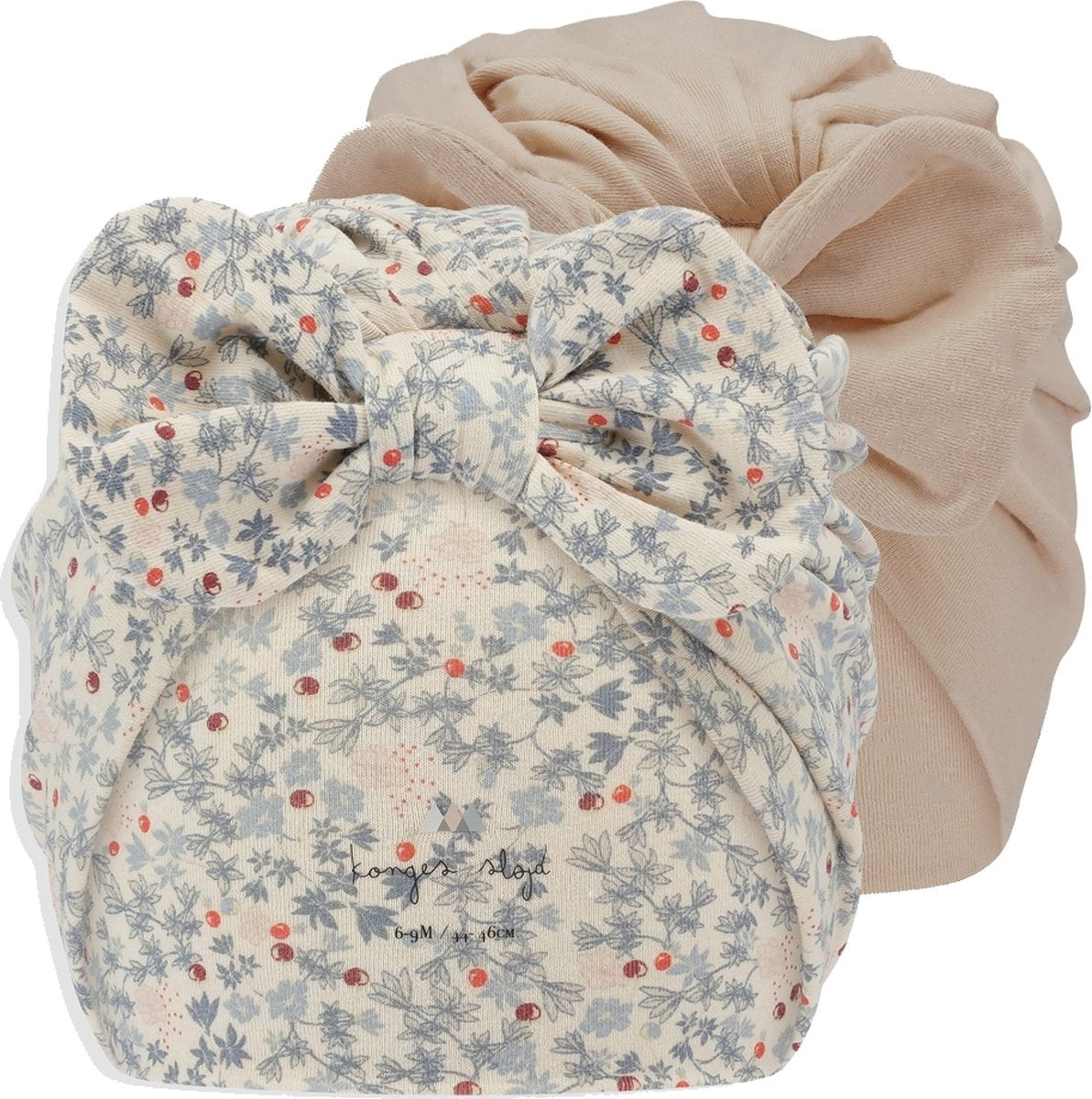 Konges Sløjd 2 Pack Bambi Bonnet - Rose Hip Blue/Brazilian Sand - Tulban - Muts