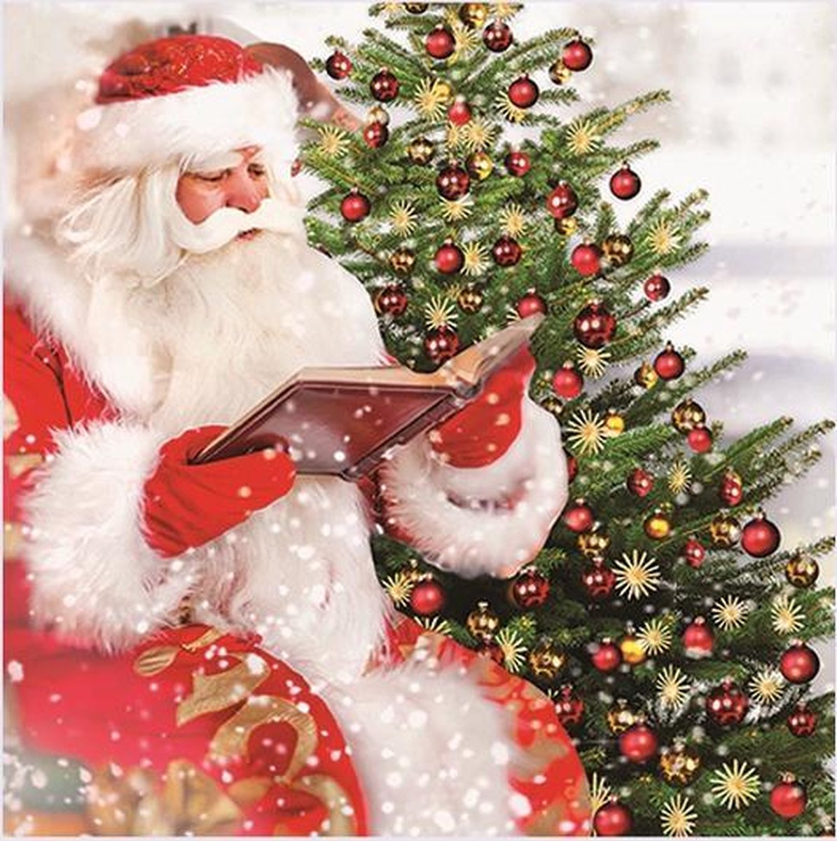 Kerstmis papieren servetten 40x Klassieke kerstman - 33 x 33 cm - 3 Laags