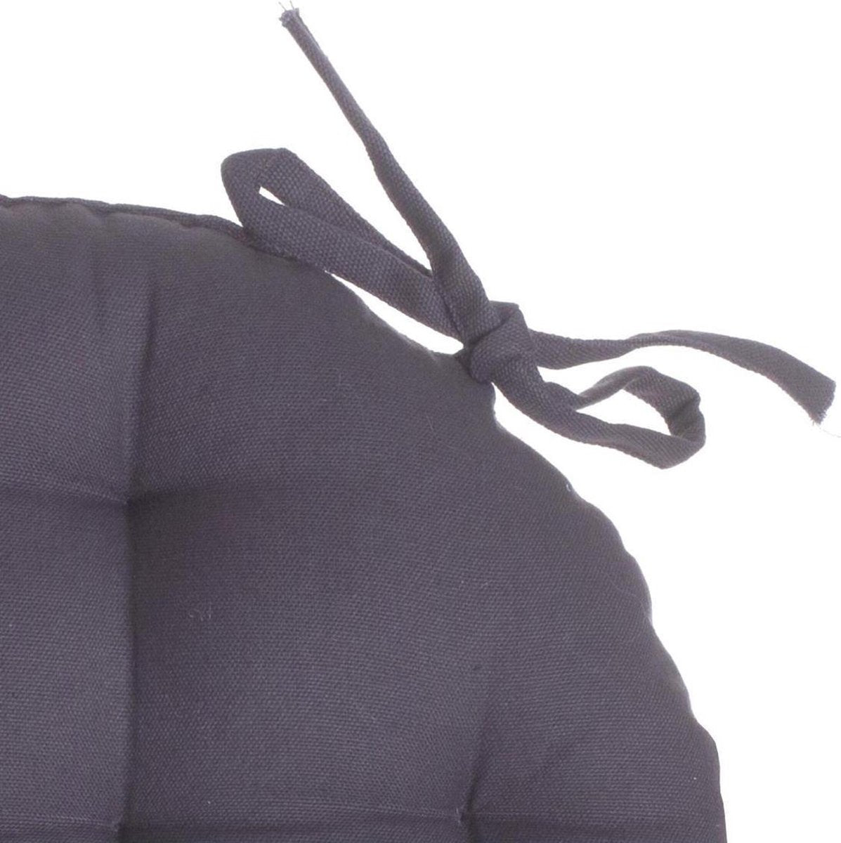 Coussin de chaise Atmosphera DELUXE rond gris foncé - Coussins de chaise ronds - D38 cm - Avec 2 rubans