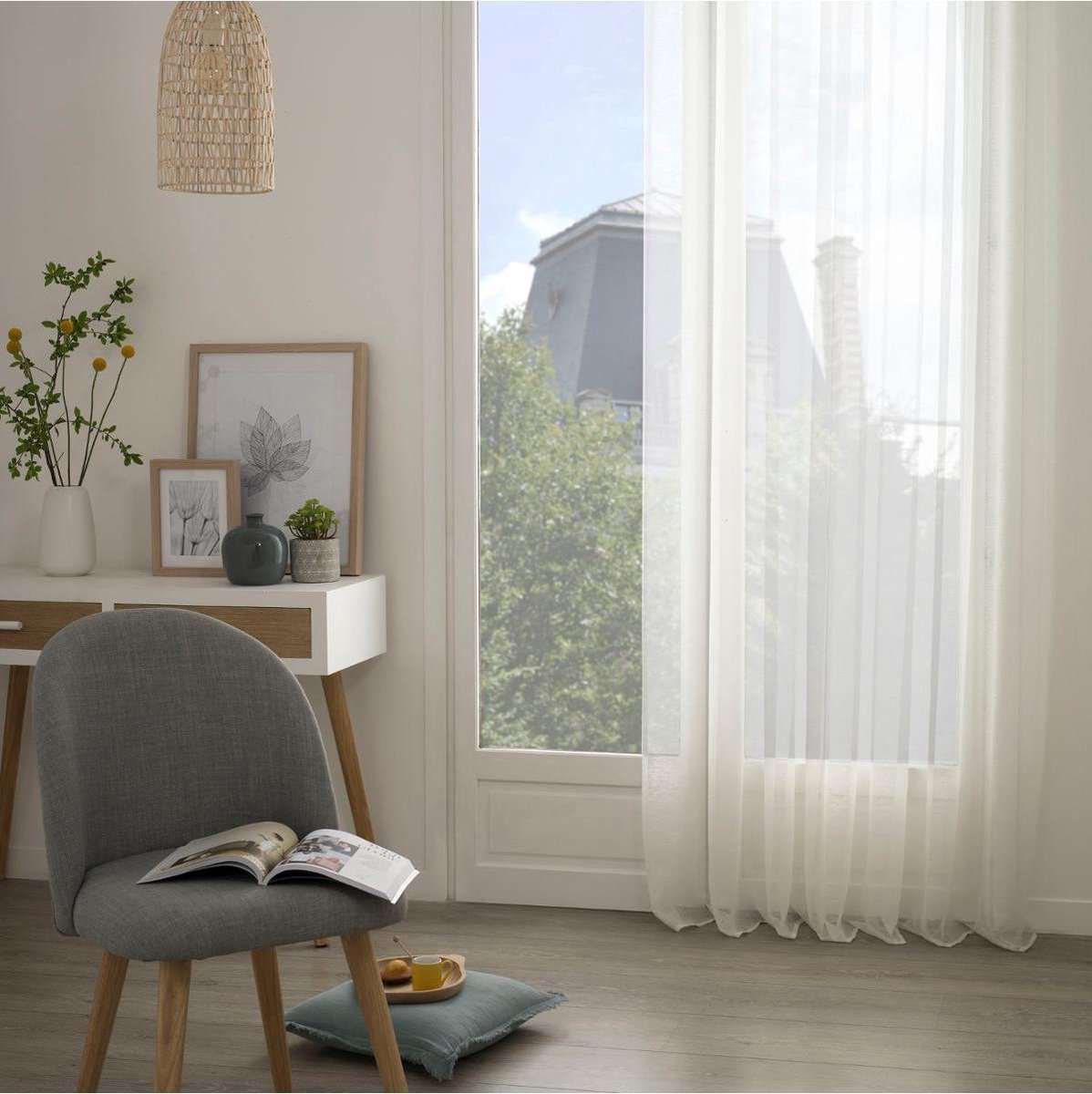 Atmosphera Moly Gordijn 135x240cm - Kant en klaar met ringen - Ivoor