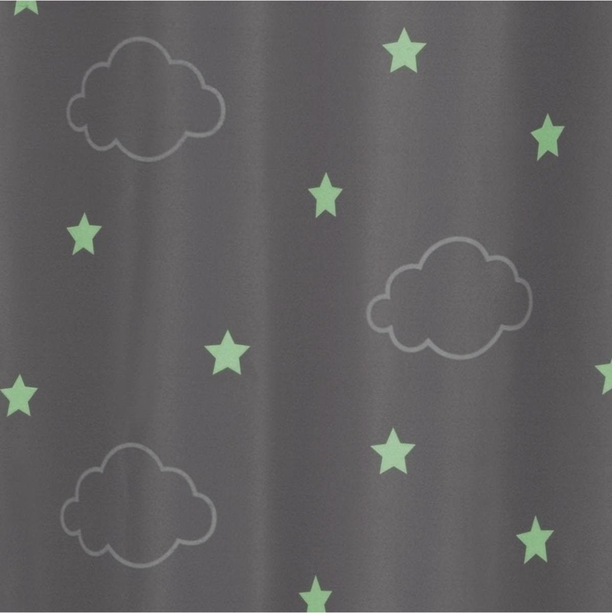 Rideaux Enfants 140x250m - habillage de fenêtre pour enfants - rideaux prêts à l'emploi avec crochets et anneaux pour chambre d'enfant - Brille dans le noir - Gris