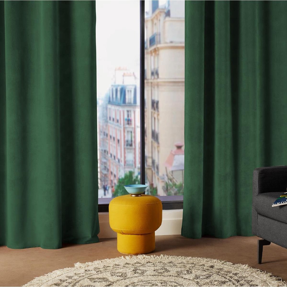 Atmosphera Lilou gordijnen groen 140 x 260 cm - Kant en klaar met ringen - Gordijn raambekleding - Groen