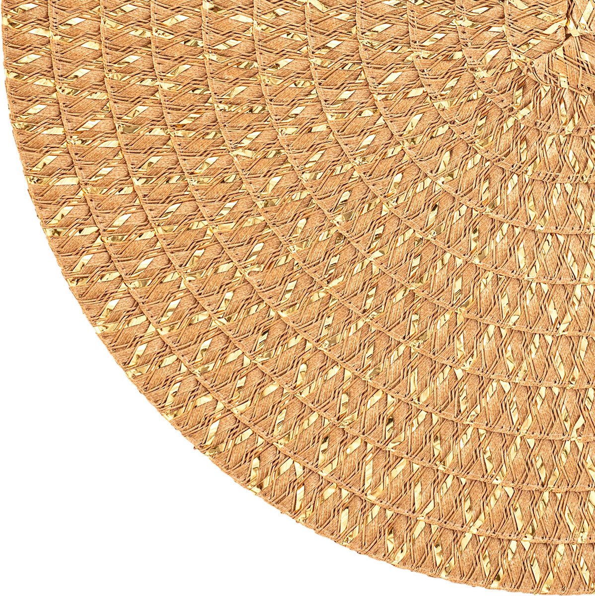 Placemat Rond BEIGE - GOUD - ˜ 38cm - Set-4