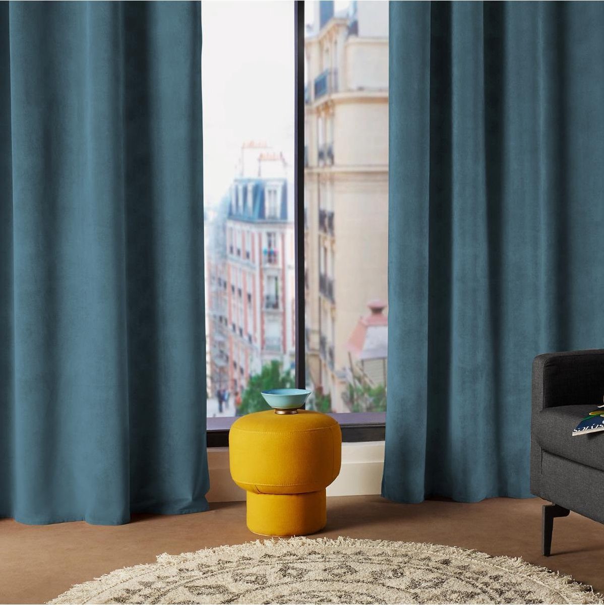 Atmosphera Lilou gordijnen blauw 140 x 260 cm - Kant en klaar met ringen - Gordijn raambekleding €“ Blauw